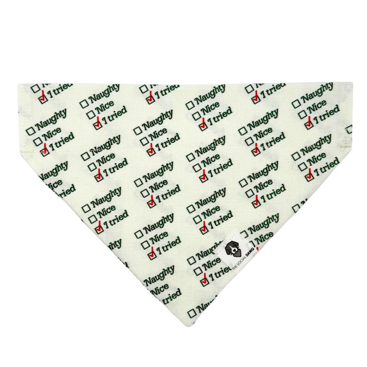 Naughty, Nice, I Tried Holiday Slip-On Dog Bandana