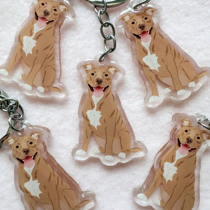 Pit Bull, Staffy (Brown/Red) Keychain