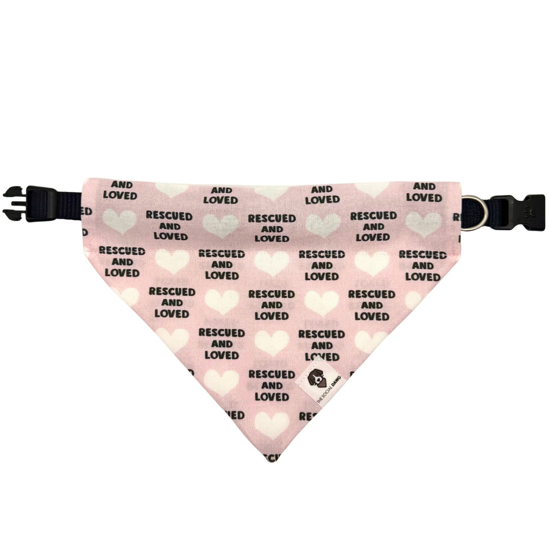 Rescued & Loved Pink Slip-On Dog Bandana