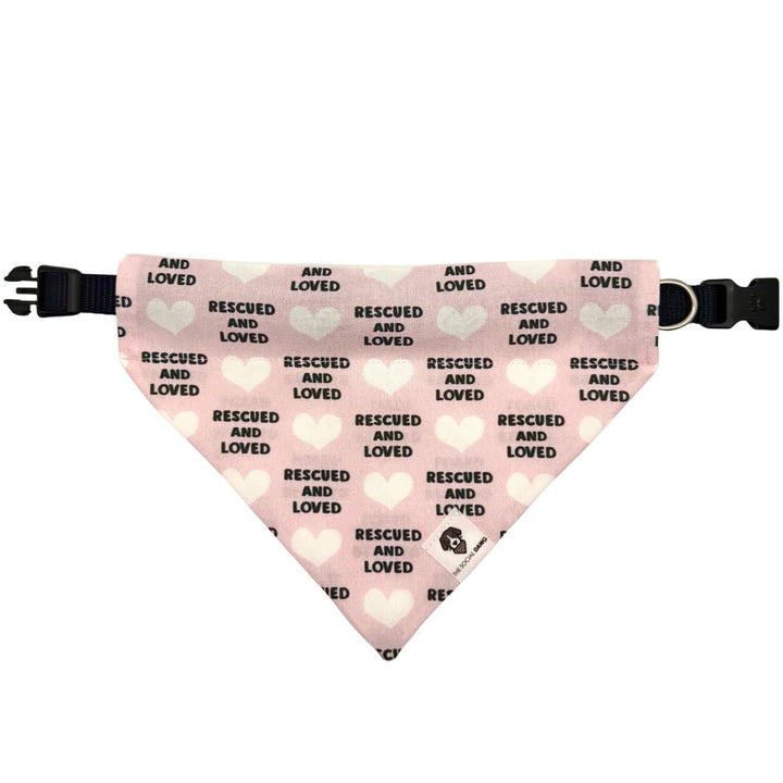 Rescued & Loved Pink Slip-On Dog Bandana