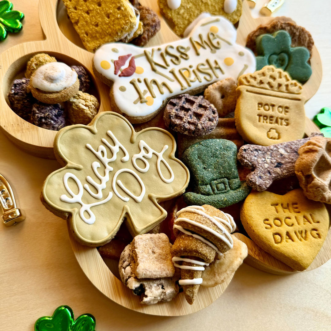 St Patrick's Day Paw Shaped Dog Barkuterie Board