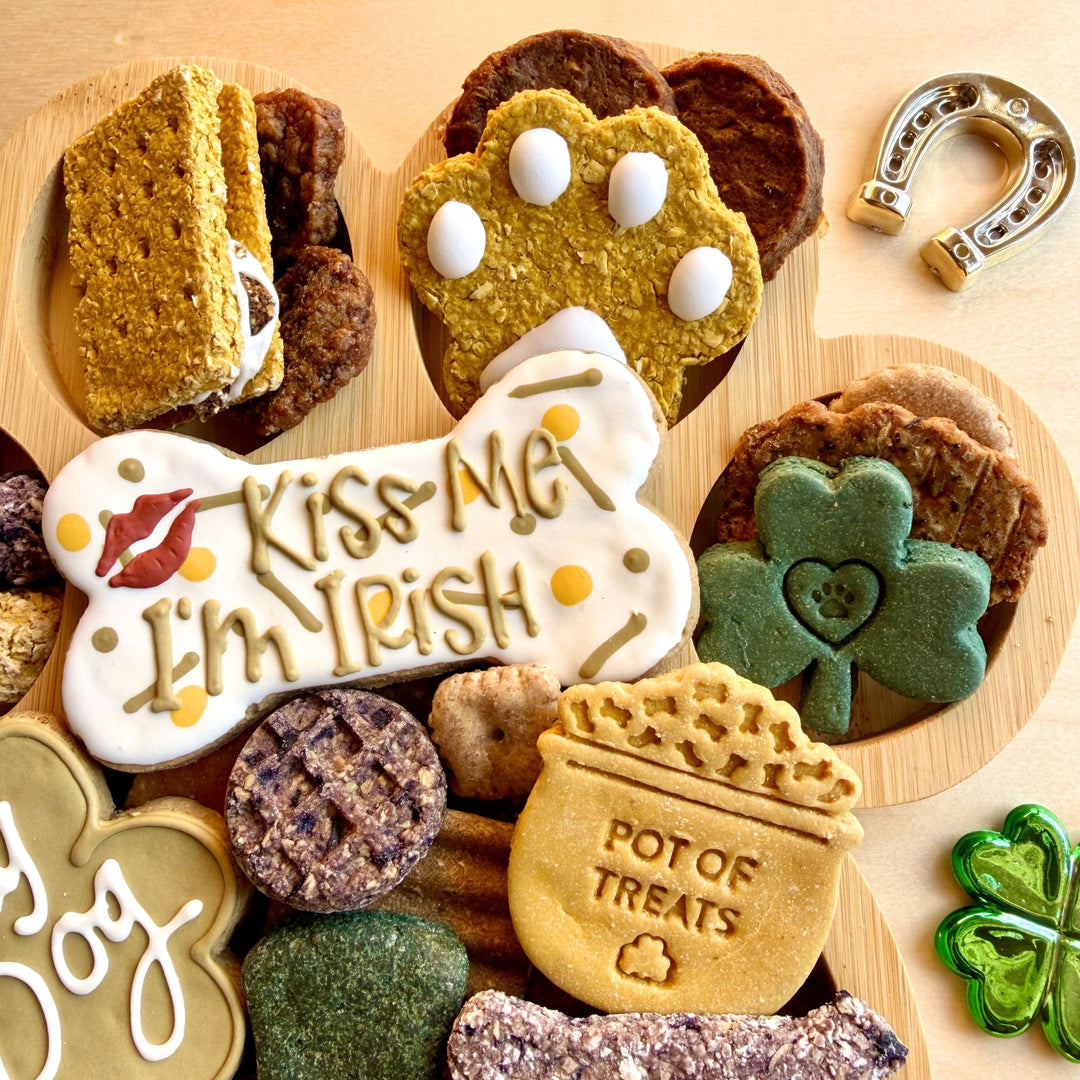 St Patrick's Day Paw Shaped Dog Barkuterie Board