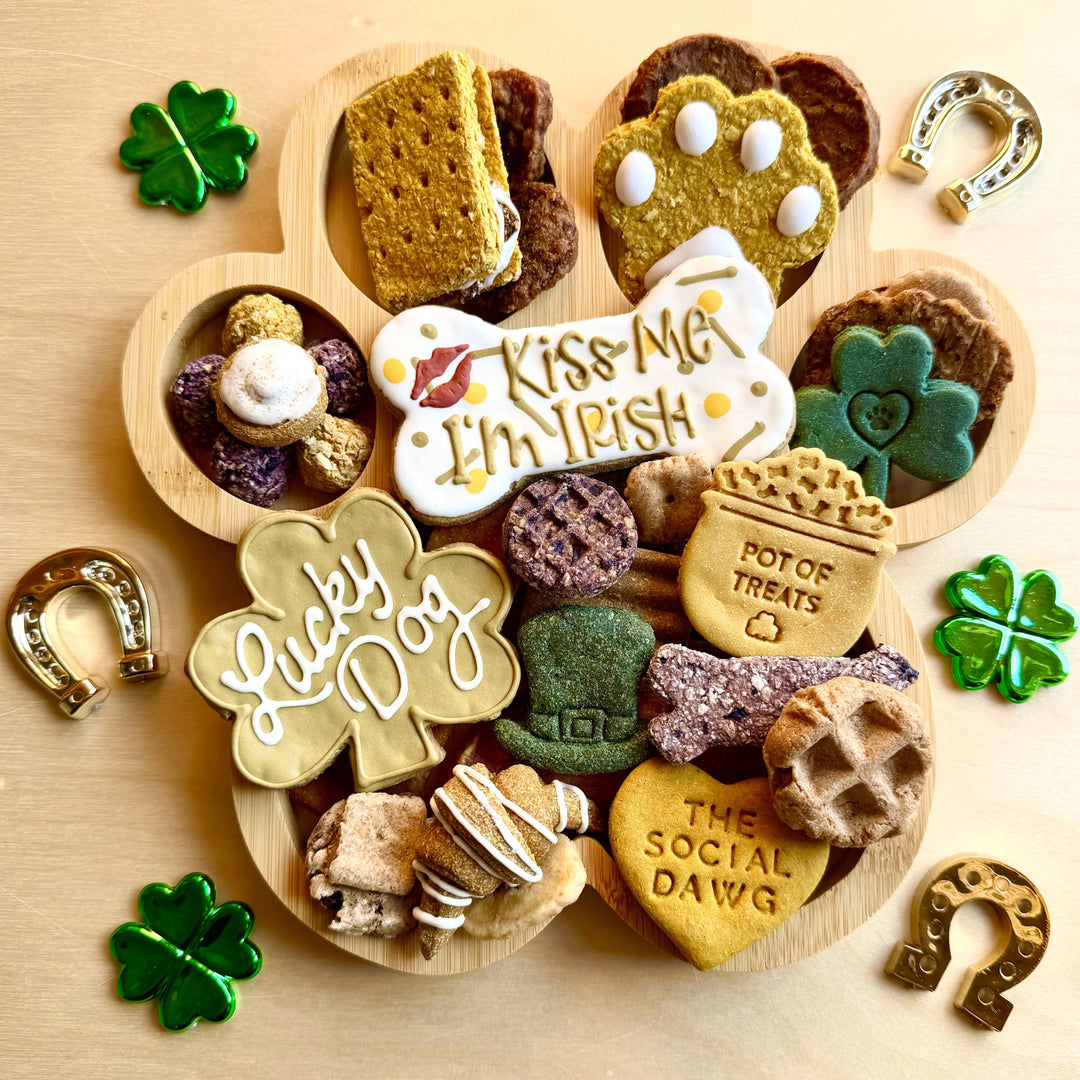 St Patrick's Day Paw Shaped Dog Barkuterie Board