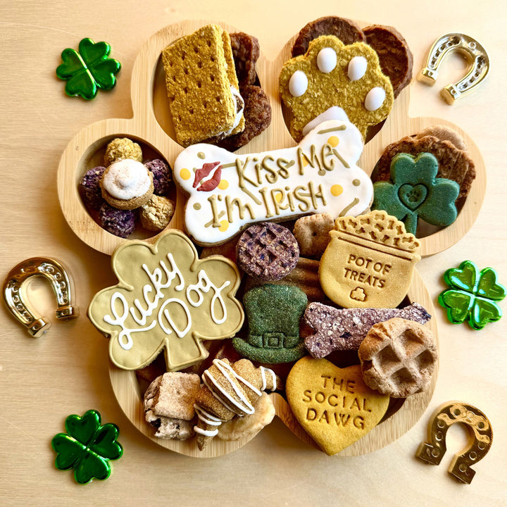 St Patrick's Day Paw Shaped Dog Barkuterie Board