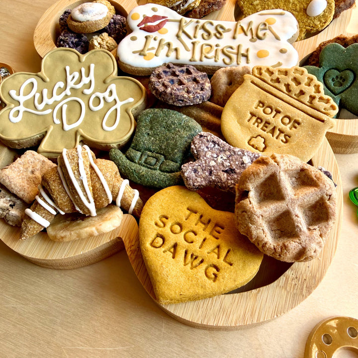 St Patrick's Day Paw Shaped Dog Barkuterie Board