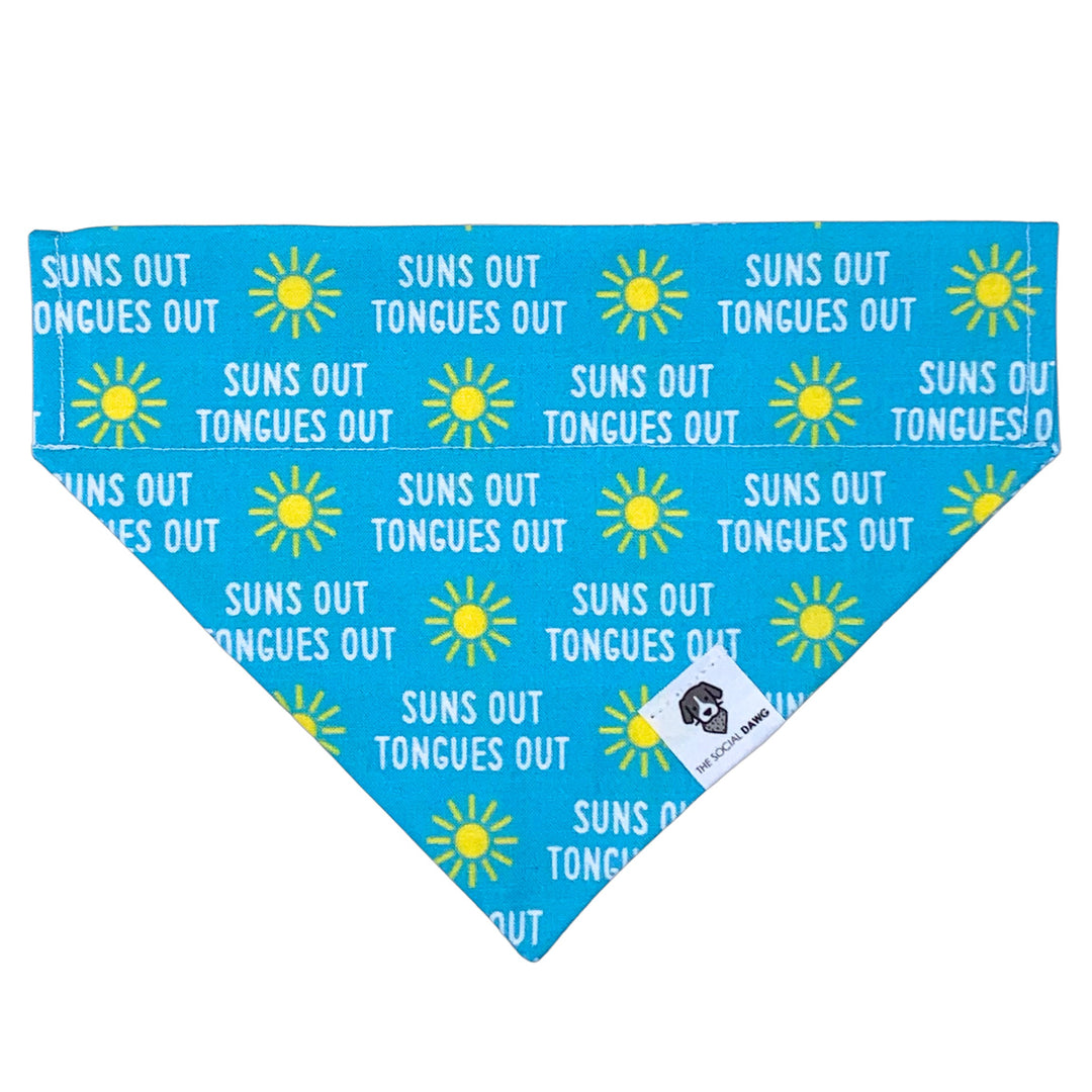 Suns Out Tongues Out Slip-On Dog Bandana - Blue