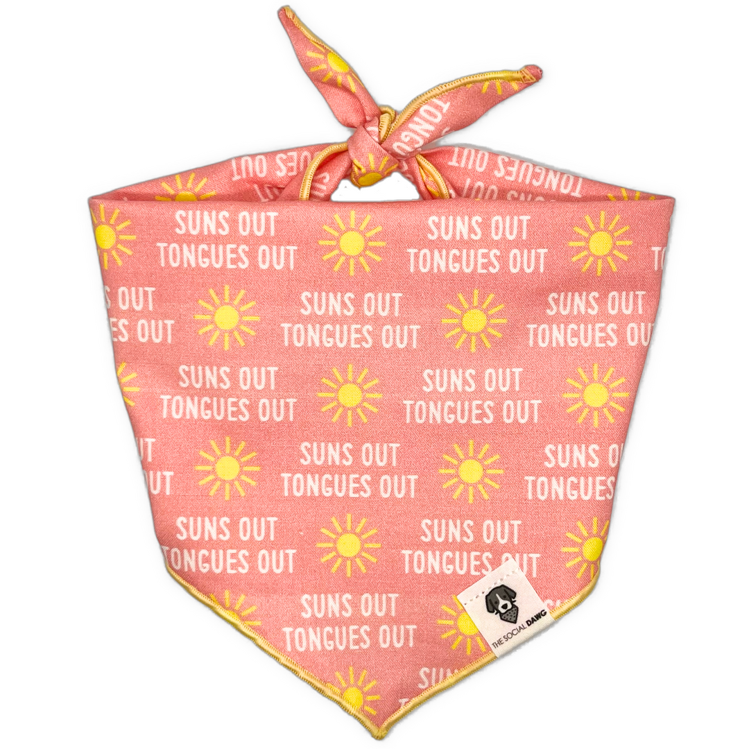 Suns Out Tongues Out Tie-On Dog Bandana - Pink