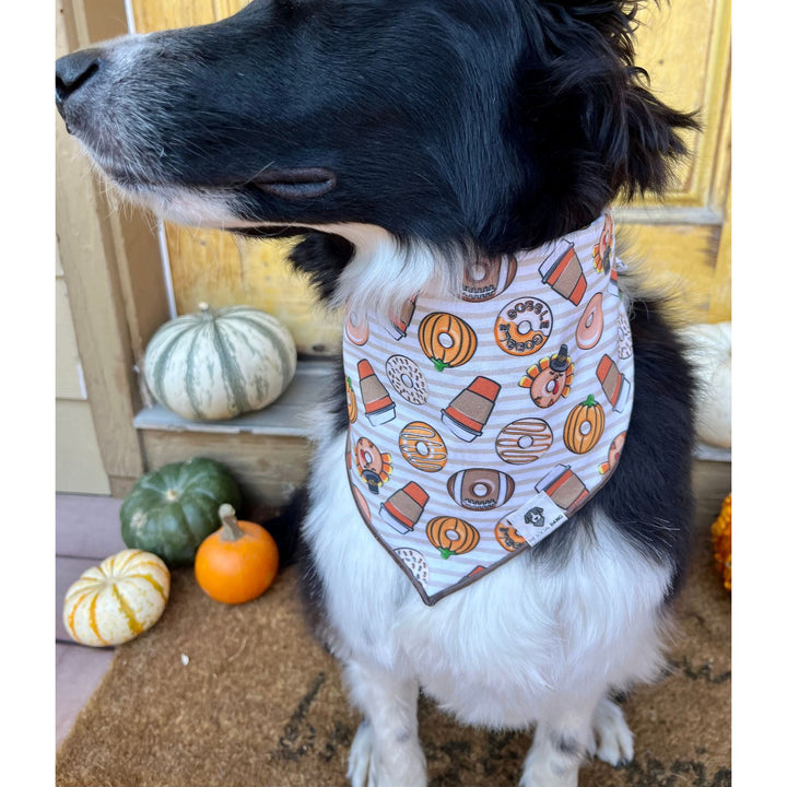 Thanksgiving Donuts and Coffee Tie-On Dog Bandana