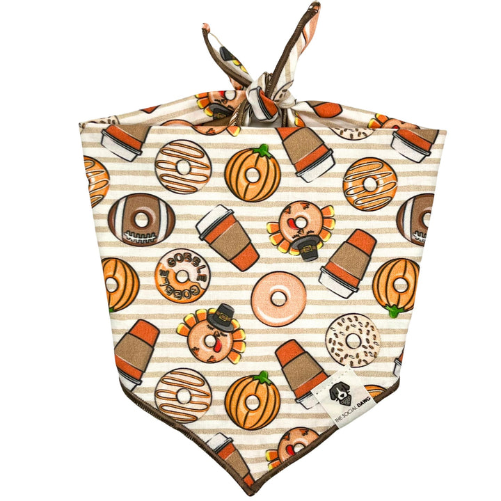Thanksgiving Donuts and Coffee Tie-On Dog Bandana
