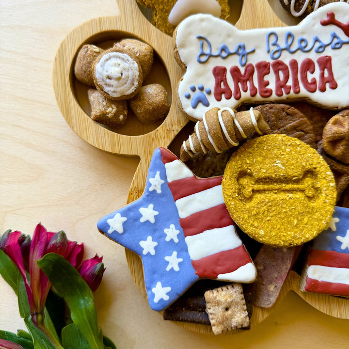 Dog Bless America Patriotic Paw Barkuterie Dog Treat Board