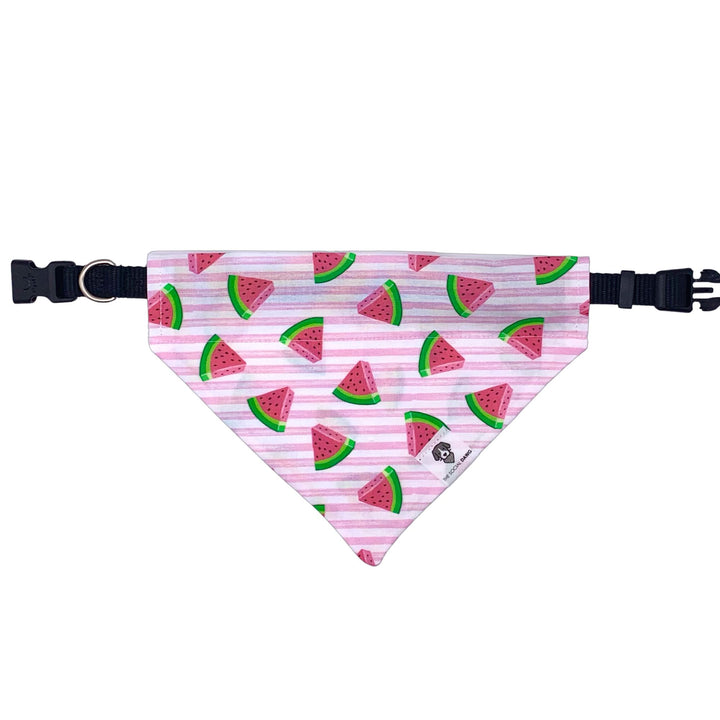 Pink watermelon themed dog bandana.