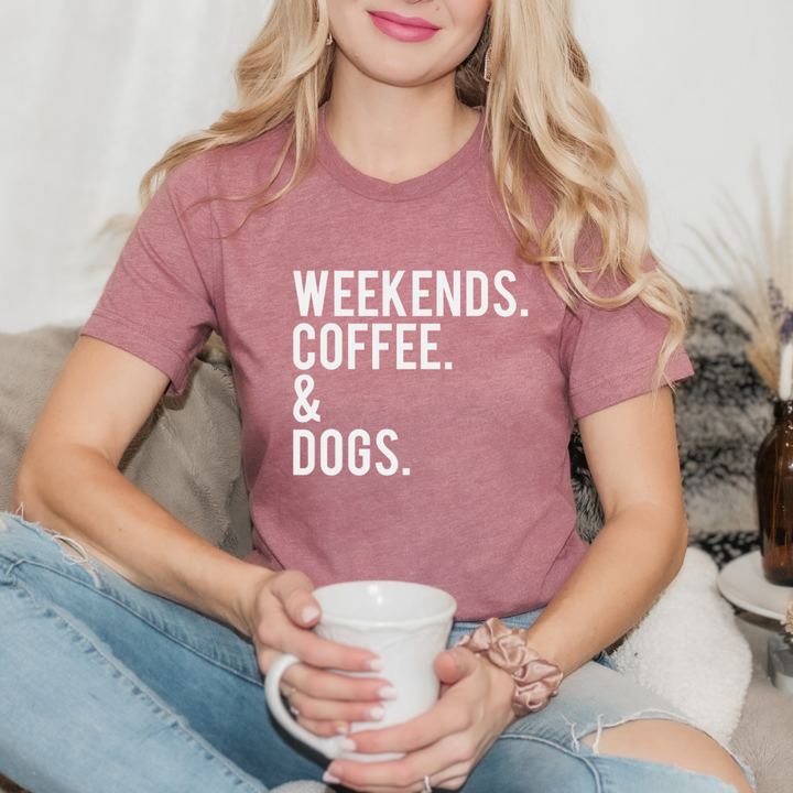 Weekends Coffee and Dogs Unisex T-Shirt - Mauve