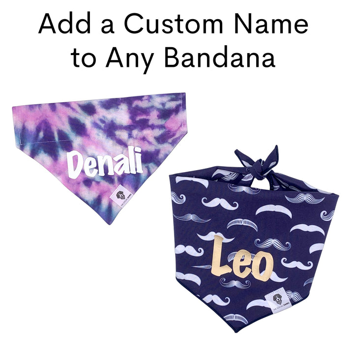 Example of custom name dog bandanas