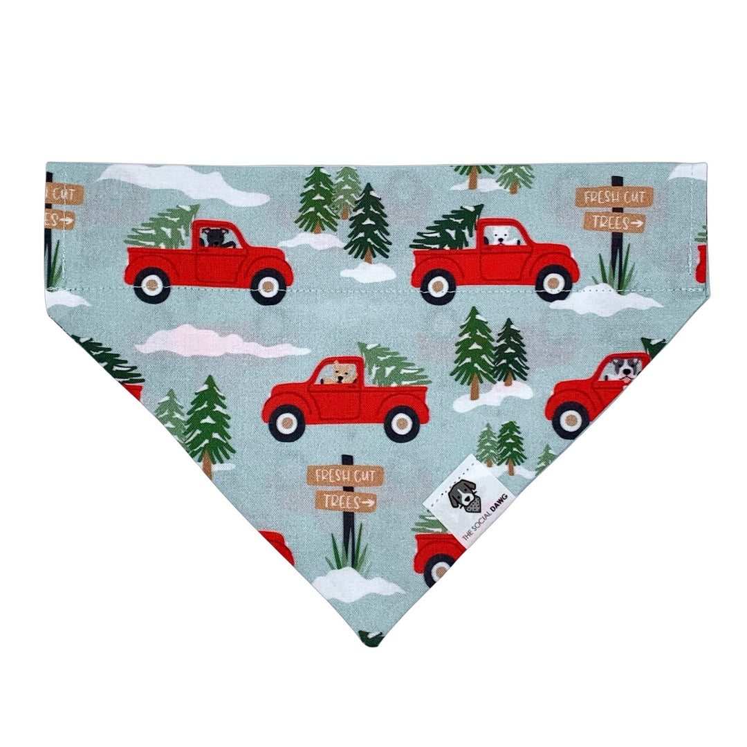 Red Truck Christmas Tree Slip-On Dog Bandana