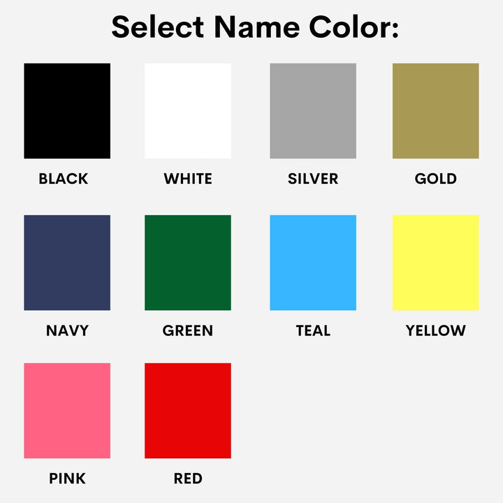 Custom name bandana color chart