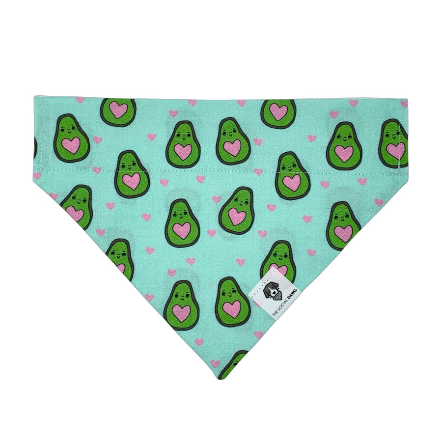 Slip-on dog bandana with cute avocados on mint background