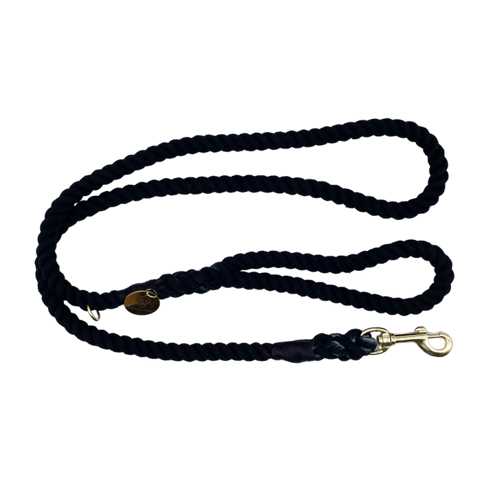 Black cotton rope dog leash