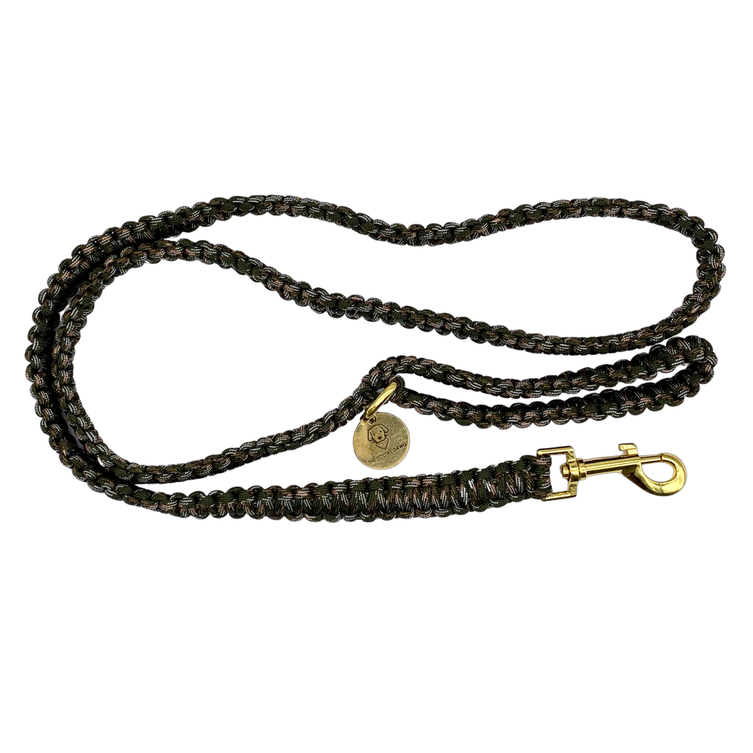 Camo green nylon paracord rope dog leash