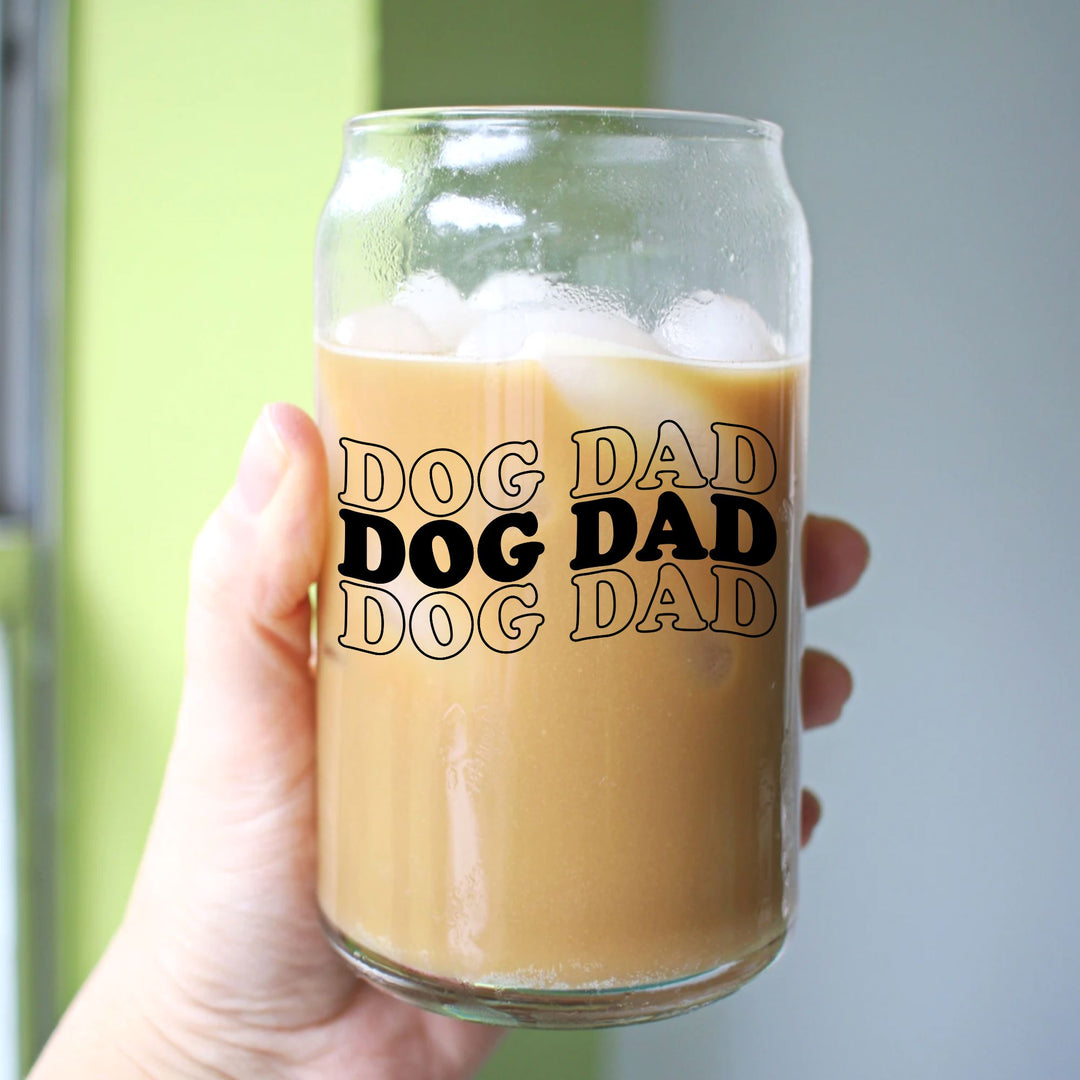 Dog Dad Glass Cup Black