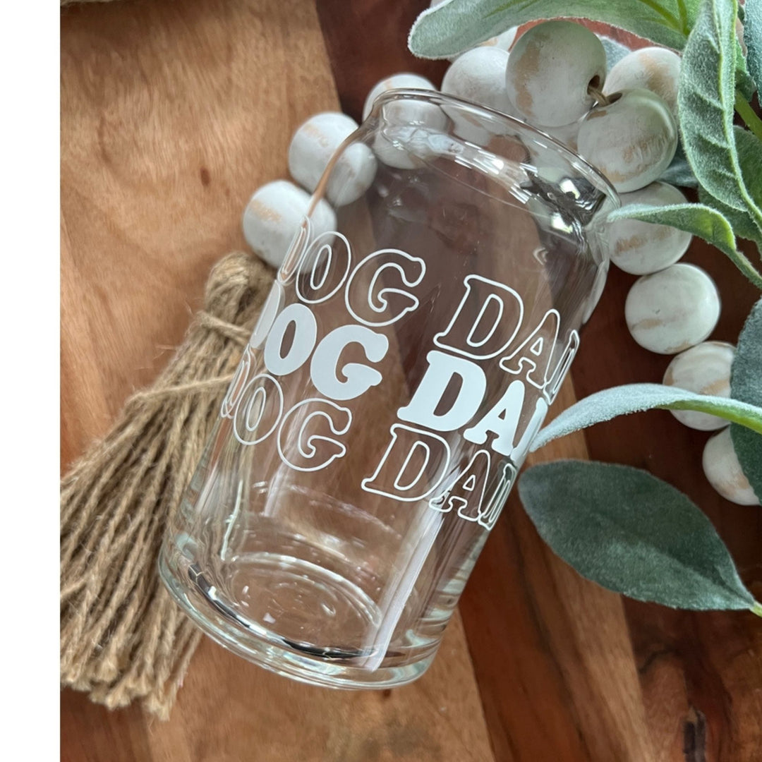 Dog Dad Glass Cup White
