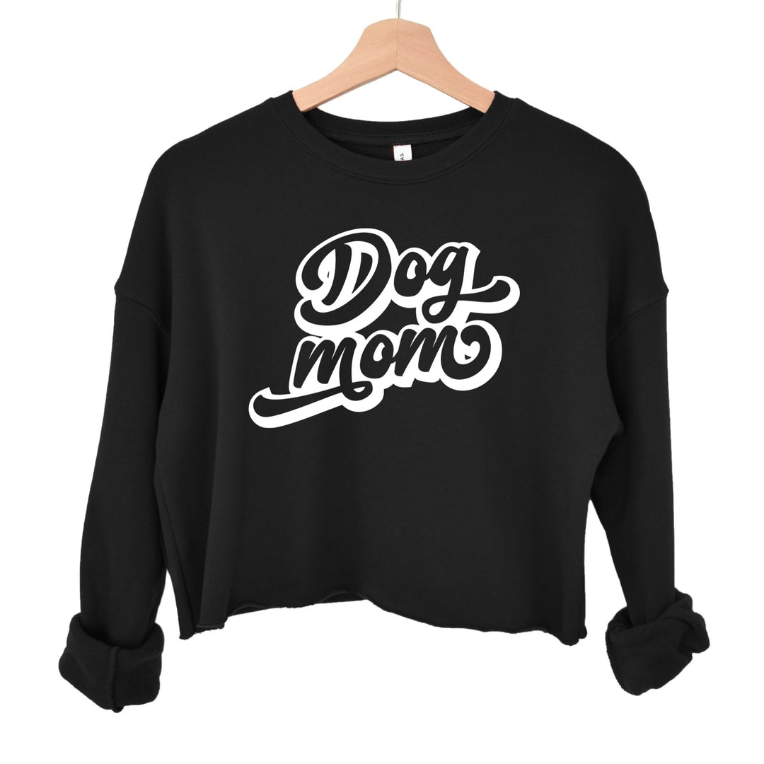 Dog Mom Black Long-Sleeve Crop Sweatshirt