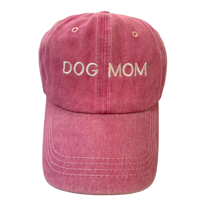 Dog Mom Embroidered Pink Baseball Hat