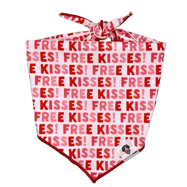 Free Kisses Valentine Tie-On Dog Bandana