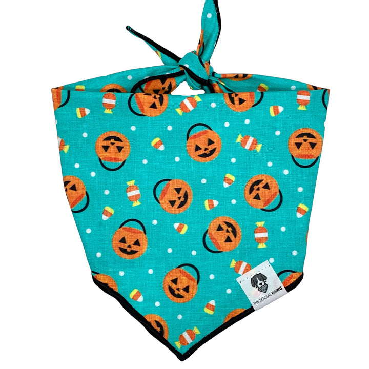 Halloween Pumpkin Candy Buckets Tie-On Dog Bandana