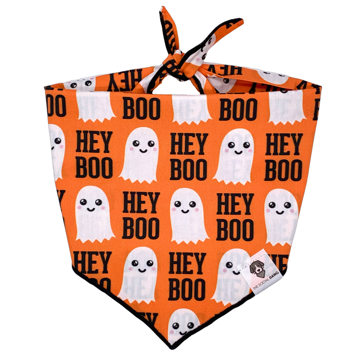 Hey Boo Halloween Tie-On Dog Bandana