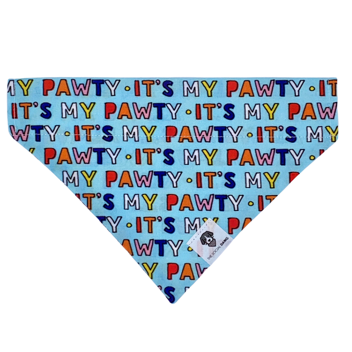 It's my pawty colorful party slip on dog bandana