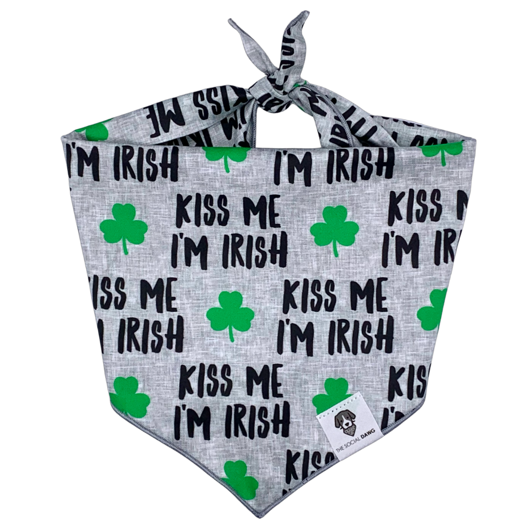 Kiss Me I'm Irish grey dog bandana