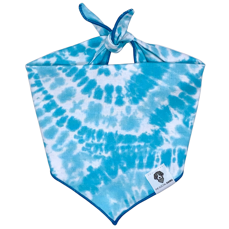 Light blue tie-dye swirl dog bandana