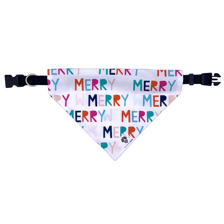 Colorful Merry Christmas over the collar dog bandana