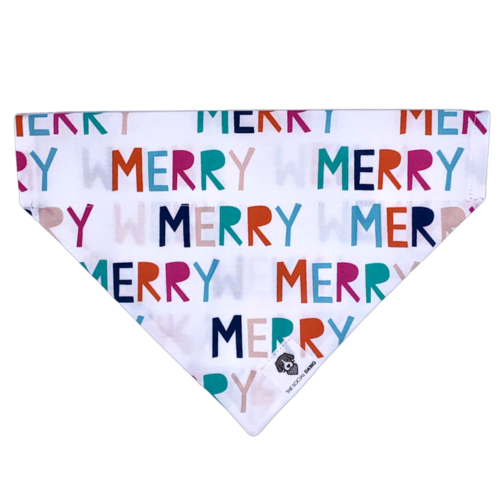 Colorful Merry Christmas slip on dog bandana
