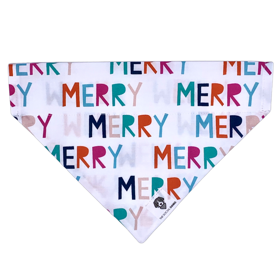 Colorful Merry Christmas slip on dog bandana