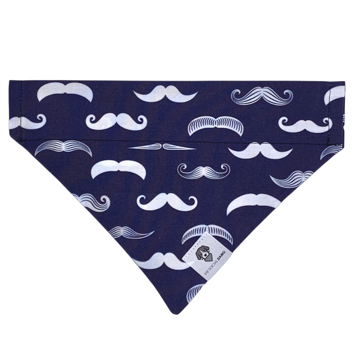 Navy and white mustache slip on dog bandana
