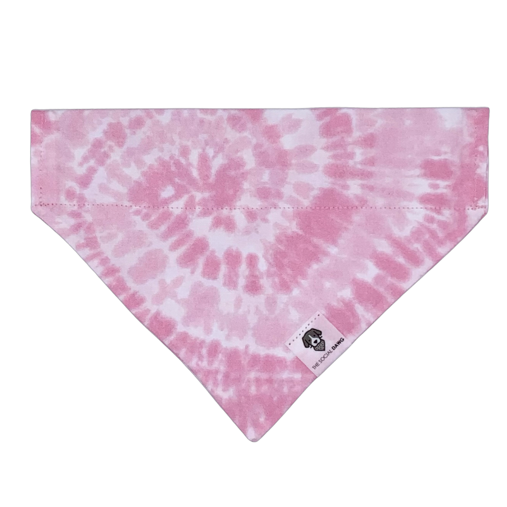 Pink tie-dye swirls slip on dog bandana