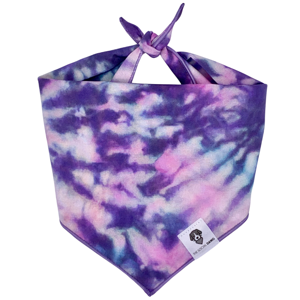 Purple tie-dye swirl dog bandana