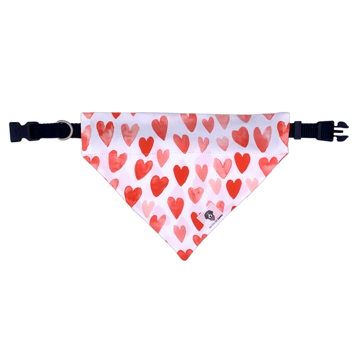 Red and pink Valentine's Day heart dog bandana