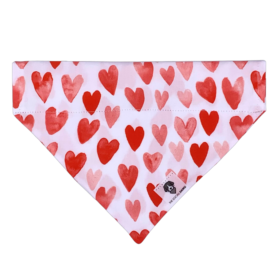 Red and pink Valentine's Day heart dog bandana