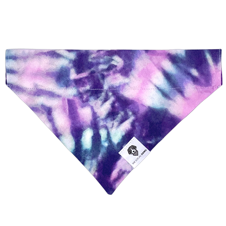 Tie-dye purple swirl slip on dog bandana