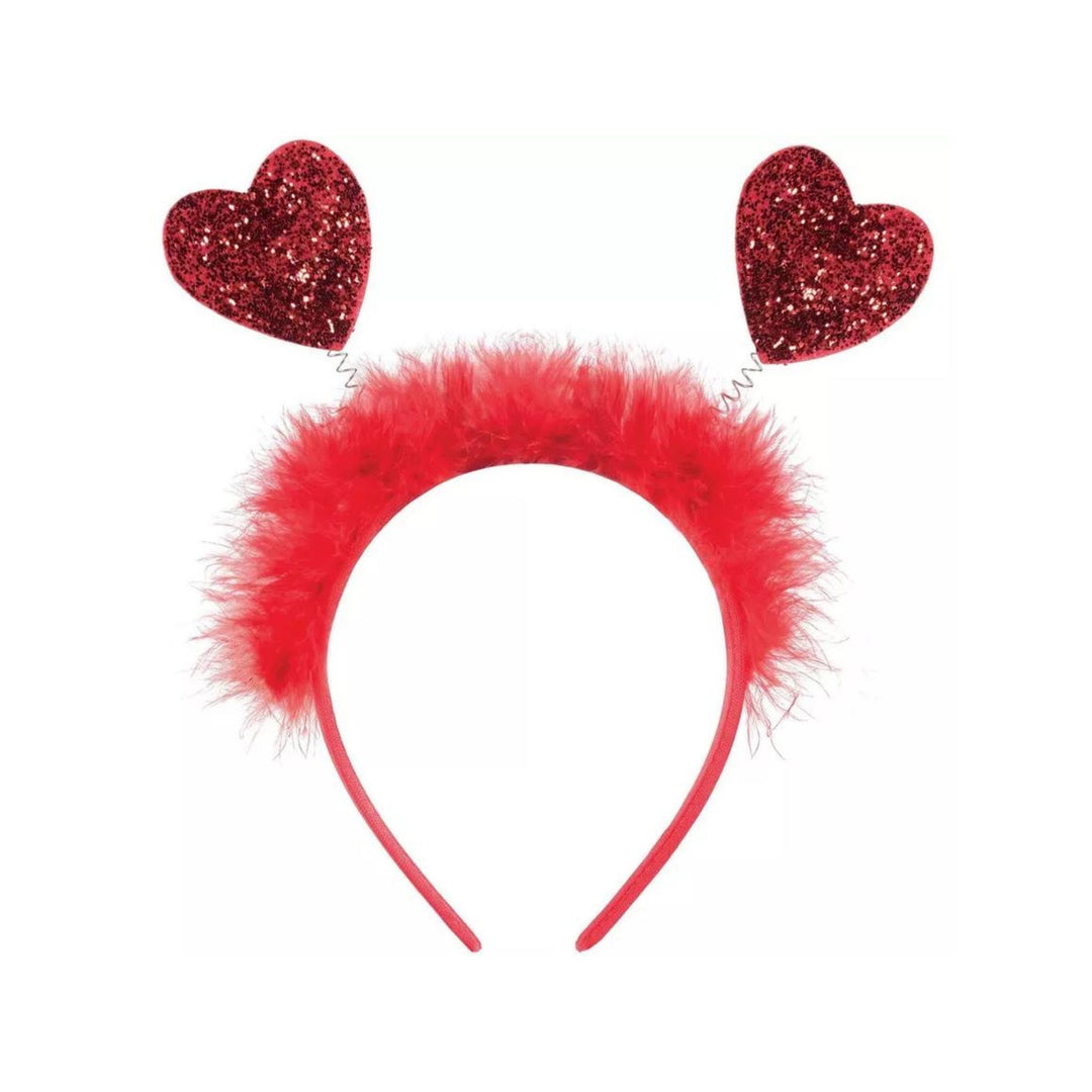 Red Glitter Heart Valentine's Day Bopper Headband