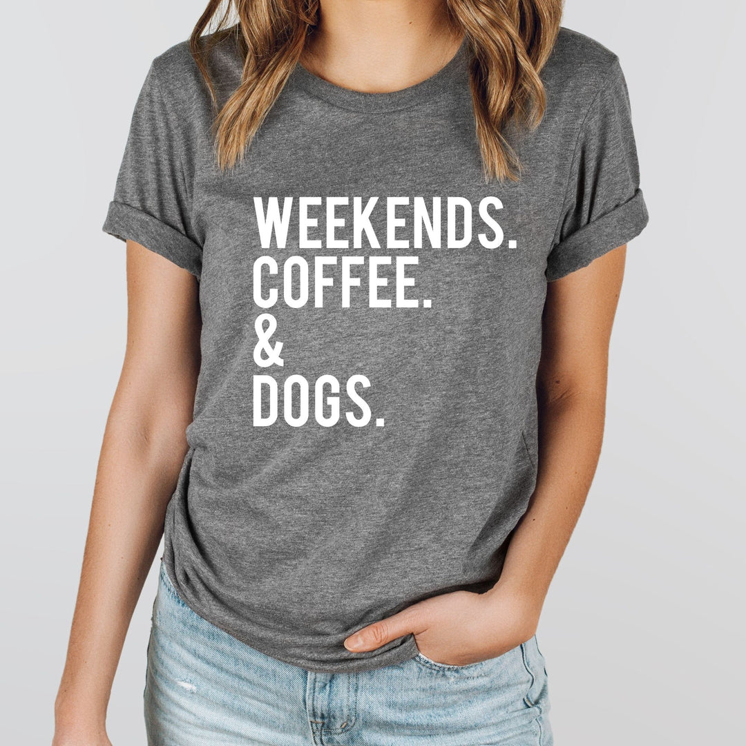 Weekends Coffee and Dogs Unisex T-Shirt - Gray