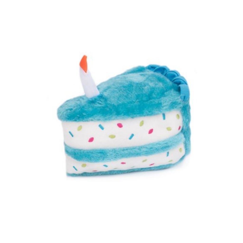 Birthday Cake Plush Dog Toy - Blue