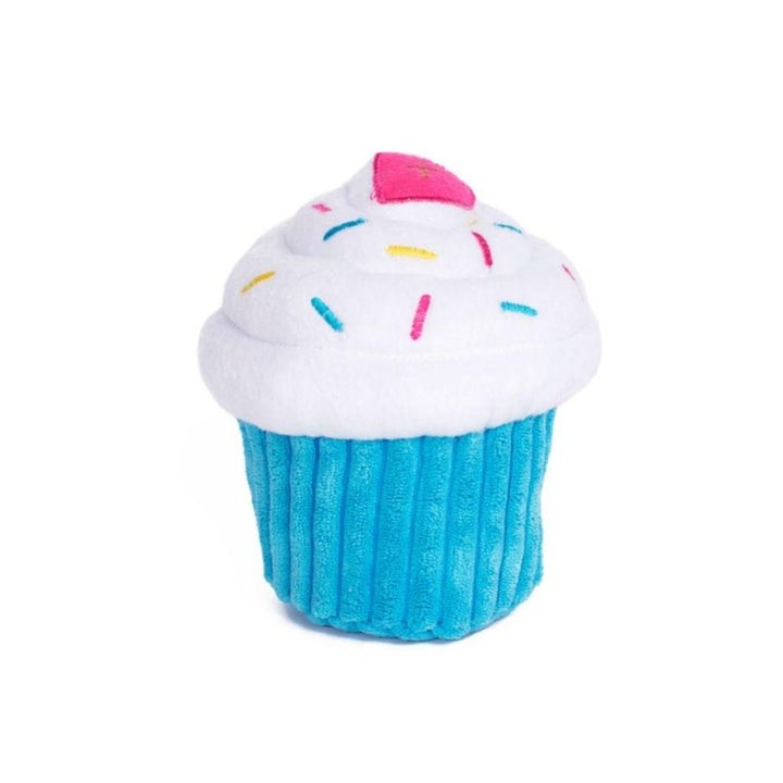 Birthday Cupcake Plush Dog Toy - Blue